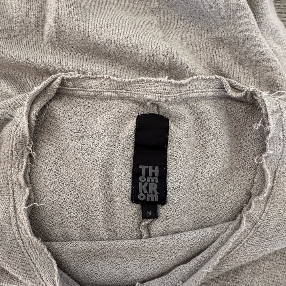 THOM KROM Gray Raw Edge Long Sleeve Tee – Size M - Picture 3 of 5